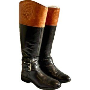 Vince Camuto Black & Brown Pryna Knee High Riding Boots Size 6.5